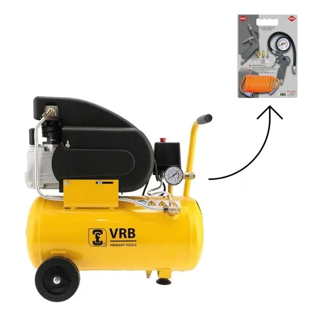Must-Have VRB Compressor 24 liter - 8 Bar 1.5 PK - 1.1 KW + Accessoire set