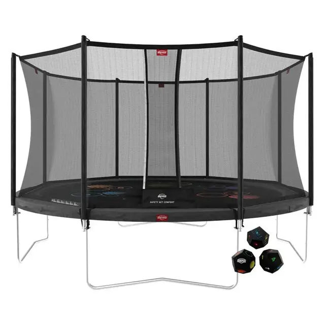 Wereldwijde Verzending BERG Favorit Regular Trampoline Rond 430 x 430 Grijs/Levels - Met Veiligheidsnet Comfort