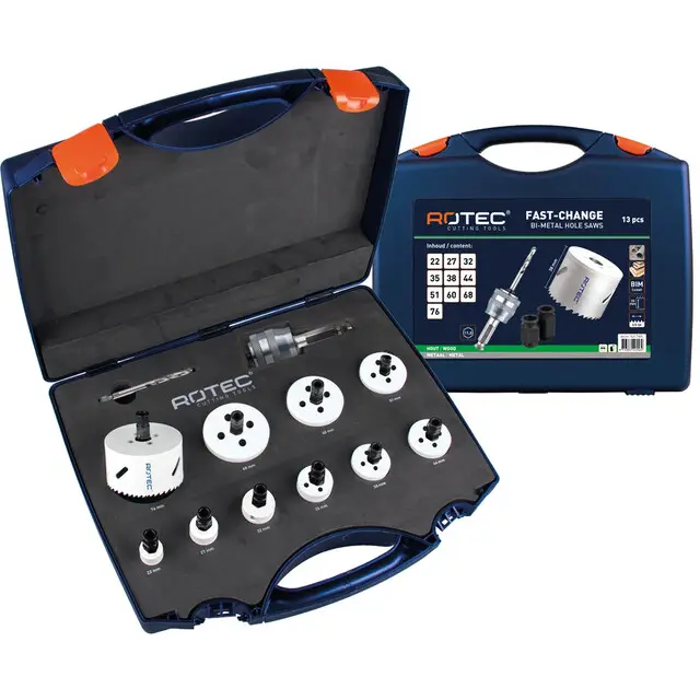 Luxe Rotec Gatzagenset Type '527 FC - Elektricien - 13-delig - Ø22-76 mm