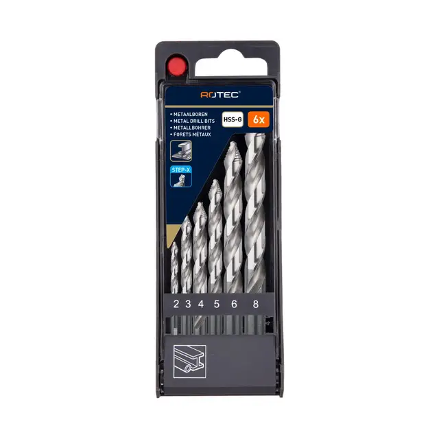 Koopje Rotec HSS-G Spiraalborenset Type '104 Step-X - Ø2-8 mm - 6-delig
