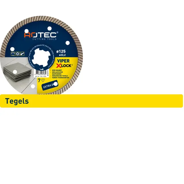 Meest Verkocht Rotec Diamantzaagblad VIPER X-LOCK - Fine Cut - Ø125 x 1,2 x 22,2 mm