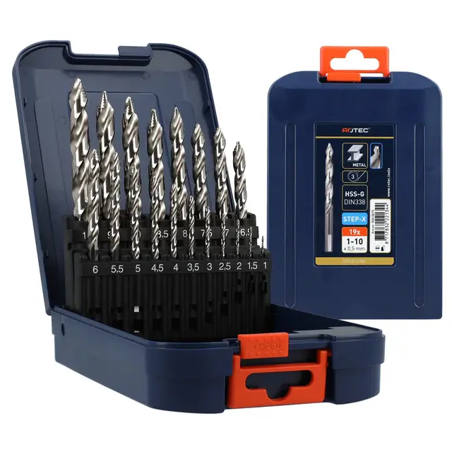 Rotec HHS-G Spiraalborenset Type '104 Step-X -Ø1-10 mm - 19-delig Alleen Vandaag
