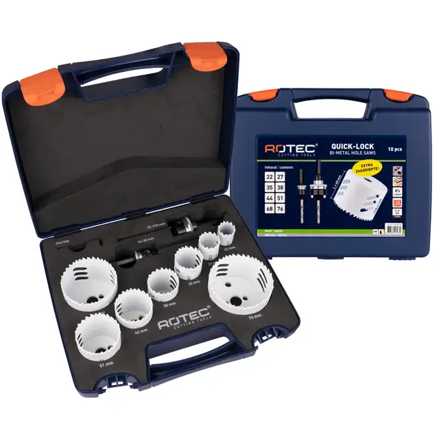 Rotec Gatzagenset Type '533 Quick-Lock - Elektricien - 10-delig - Ø22-76 mm Budget