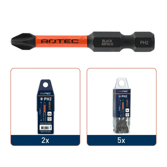 Nu Kopen Rotec IMPACT Bit PH1 L50 E6.3 BAS - 2 stuks
