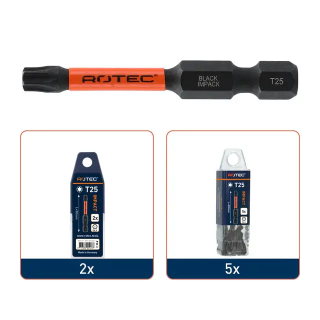 Rotec IMPACT Bit T 25 L50 E6.3 BAS - 5 stuks Nieuw