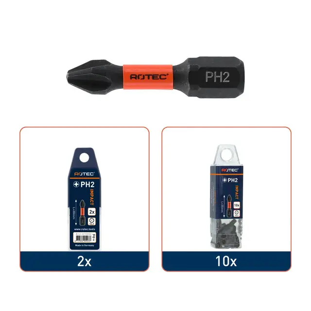 Rotec IMPACT Schroefbit C6.3 - Ph1 x 30 mm - 2 stuks Bulkbestelling