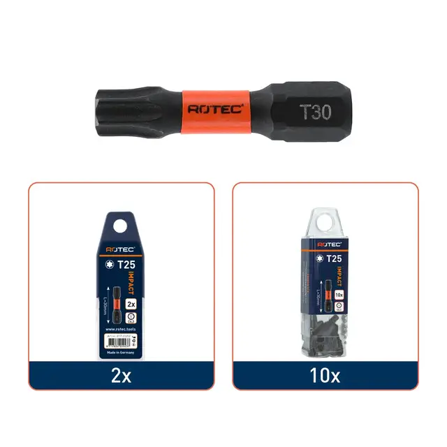 Aanbieding Rotec IMPACT Schroefbit C6.3 - Tx15 x 30 mm - 10 stuks