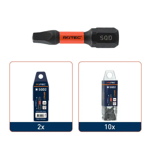 Rotec IMPACT Schroefbit C6.3 - SQD1 x 30 mm - 10 stuks Seizoensaanbieding