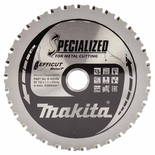 Makita Cirkel Zaagblad 150x20x1,1 mm 33 Tanden B-69288 Nu Kopen