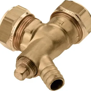 Bonfix knelkoppeling - Kniekoppeling met aftapgelegenheid - 15mm x 15mm - Messing Beperkte Voorraad