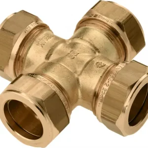 Bonfix knelkoppeling - Kruisstuk - 22mm x 22mm x 22mm x 22mm - Messing Bulkbestelling