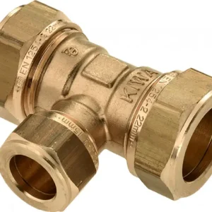 Bonfix knelkoppeling - T-stuk verlopend - 15mm x 12mm x 15mm - Messing Luxe