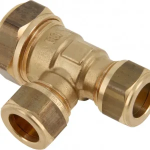 Bestel Nu Bonfix knelkoppeling - T-stuk verlopend - 22mm x 15mm x 15mm - Messing