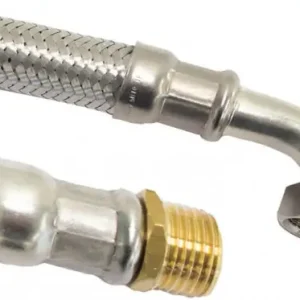 Direct Verzonden Flexibele aansluitslang - rvs gevlochten - binnendraad x buitendraad - 1” x 1” met knie - DN25 - lengte 60cm