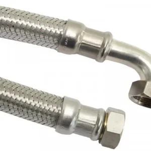 Hoge Kwaliteit Flexibele aansluitslang - rvs gevlochten - binnendraad x binnendraad - 1” x 1” met knie - DN25 - lengte 100cm
