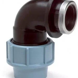 Topkwaliteit Schroefknie 90gr voor PE/tyleen - 16mm x 1/2” Binnendraad - 16 bar