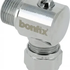 Bonfix Kogel (hoek) stopkraan - verchroomd Schroevendraaier bediening - met vlakke buitendraad - haaks 3/8 x 12 - buitendraad x knel Wereldwijde Verzending