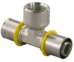 Snelle Levering Uponor MLC-G gas pers T-stuk binnendraad - pers x binnendraad x pers - 20mm x ¾" x 20mm