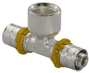 Uponor S-Press pers schroef T-stuk met binnendraad - pers x binnendraad x pers - 40mm x 3/4" x 40mm Bestel Nu