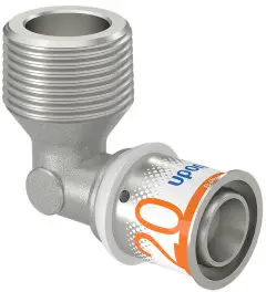 Uponor S-Press Plus draad knie 90° - buitendraad x pers - 3/4" x 20mm - messing - Kiwa Nu Kopen