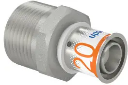 Express Levering Uponor S-Press Plus draad koppeling - buitendraad x pers - 1" x 20mm - messing - Kiwa