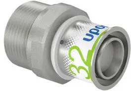 Uponor S-Press Plus draad koppeling - buitendraad x pers - 1-1/4" x 32mm - messing - Kiwa Nieuw Model