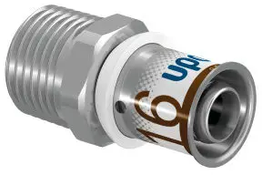 Tijdelijk Beschikbaar Uponor S-Press Plus draadkoppeling - buitendraad x pers - 3/8" x 16mm - messing - Kiwa