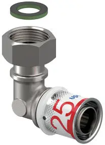 Uponor S-Press Plus schroef knie 90° - Wartel - binnendraad x pers - 3/4" x 25mm - messing - Kiwa Superprijs