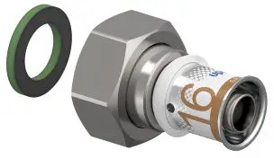 Garantie Inbegrepen Uponor S-Press Plus schroef koppeling - Wartel - binnendraad x pers - 3/4" x 16mm - messing - Kiwa