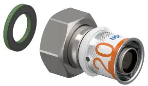 Hoge Kwaliteit Uponor S-Press Plus schroef koppeling - Wartel - bnnendraad x pers - 3/4" x 20mm - messing - Kiwa