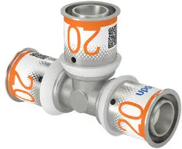 Weekendaanbieding Uponor S-Press Plus T-stuk 90° - pers x pers x pers - 20mm x 20mm x 20mm - messing - Kiwa