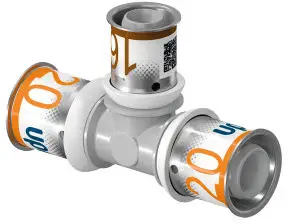 Uponor S-Press Plus verloop T-stuk 90° - pers x pers x pers - 25mm x 16mm x 25mm - ppsu - Kiwa Koopje