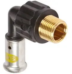 Luxe Henco - draad knie 90° - gas - pers x buitendraad - 16mm x 1/2" - pvdf