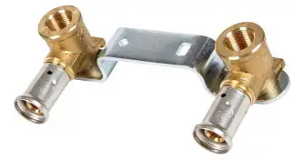 Henco - dubbele muurplaat - type 28PV - pers x binnendraad - 16mm x 1/2" - messing Dagaanbieding