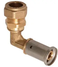 Lage Kosten Henco - overgangs knie 90° - pers x knel -20mm x 22mm - messing