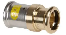 Henco - overgangs koppeling - gas - pers x pers - 20mm x 22mm - messing Garantie Inbegrepen