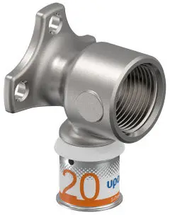 Handgemaakt Uponor S-Press Plus muurplaat - kort model - binnendraad x pers - 3/4" x 20mm - Smart Aqua - Kiwa