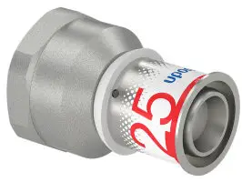 Uponor S-Press Plus schroef koppeling - binnendraad x pers - 1" x 25mm messing - Kiwa Exclusieve Aanbieding