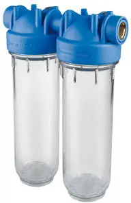 Atlas Filtri - filterhuis - transparante klok - type DP 10 Duo OT TS - binnendraad x binnendraad - 1" x 1" - messing Must-Have