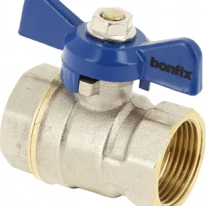 Bonfix Kogelkraan/schuifafsluiter - Blauwe vlindergreep bediening - drukklasse PN25 1/2 - 2 x binnendraad Groothandel