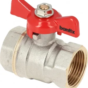 Bonfix Kogelkraan/schuifafsluiter - Rode vlindergreep bediening - drukklasse PN25 1 - 2 x binnendraad Flitsaanbieding