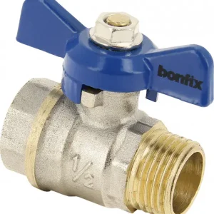 Bonfix Kogelkraan/schuifafsluiter - Blauwe vlindergreep bediening - drukklasse PN25 1/2 - binnendraad x buitendraad Trendy
