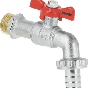 Bonfix Kogelkraan/schuifafsluiter - Tapkraan met rode vlinder - kogelafdichting en slangaansluiting 1/2 - 1 x buitendraad Direct Beschikbaar