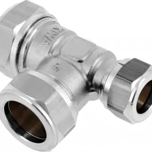 Luxe Bonfix knelkoppeling - T-stuk verlopend - 28mm x 28mm x 22mm - Vertint Messing