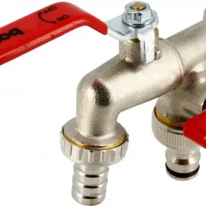 Bonfix Kogelkraan/schuifafsluiter - Dubbele tapkraan met kogelafsluiting en slangtule 1/2 x 3/4 x 3/4 Op = Op