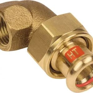 Origineel Bonfix Pressfitting roodkoper SOLAR 3-delige Kniekoppeling 90° 1" x 22 - lange binnendraad x press - (m-profiel) - 603510