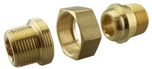 Ambachtelijk Borstnippel konisch 3-delig R3/4” messing blank