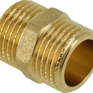 Ambachtelijk Bonfix messing dubbele nippel - 2-1/2” Buitendraad