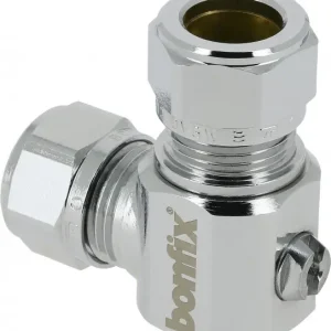 Speciale Aanbieding Bonfix Wastafel (hoek) kogelstopkraan - verchroomd - Schroevendraaier bediening - haaks 12 x 10 - 2 x knel