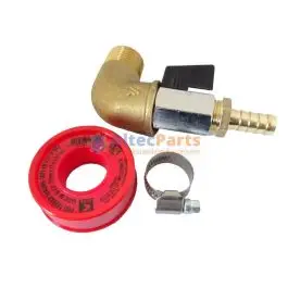 Tankaansluitset - Haaks - Messing - In: 1" bu - Uit: slangpilaar 25mm Superprijs